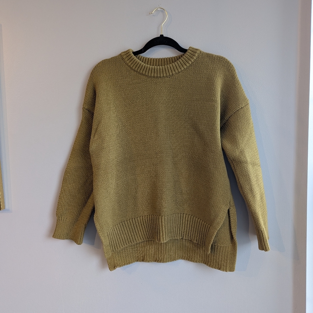 Jenni Kayne Olive Green Crew Neck Boyfriend Sweater